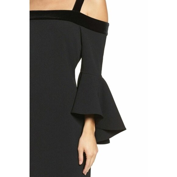 Chelsea28 Women's Bell Sleeve Cold Shoulder Crepe Shift Dress Size 6 - Picture 8 of 12